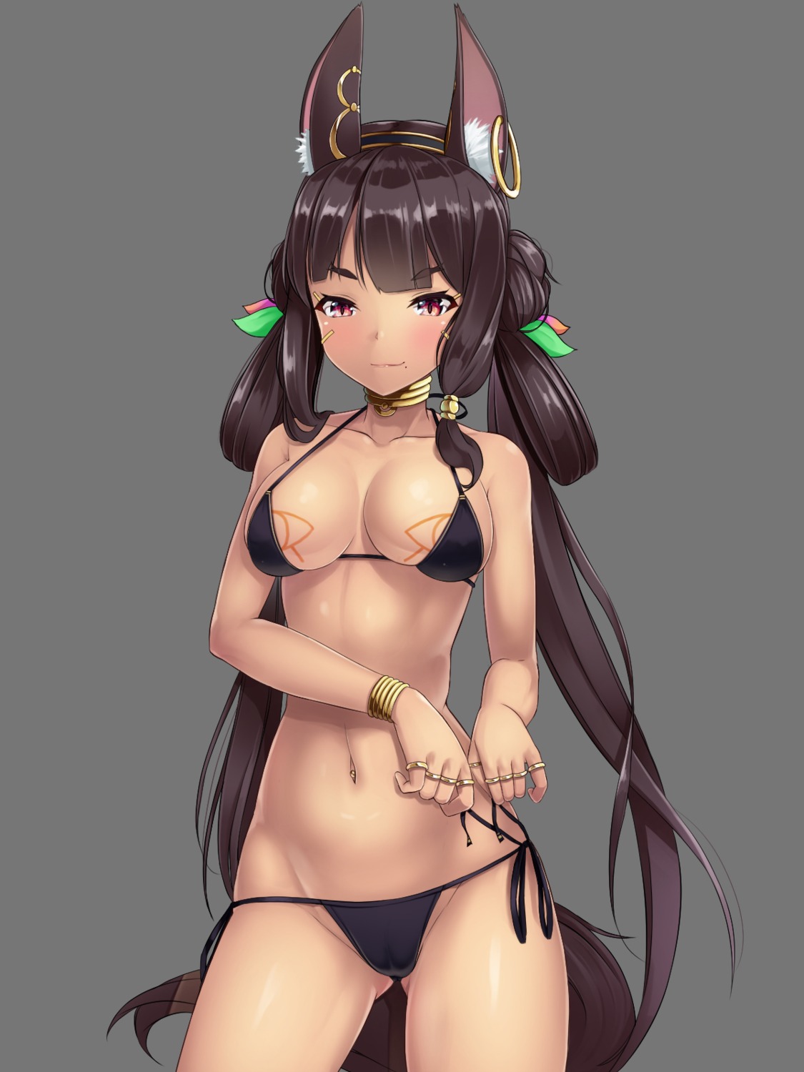 animal_ears bikini cameltoe cleavage sasamitti swimsuits tail tattoo