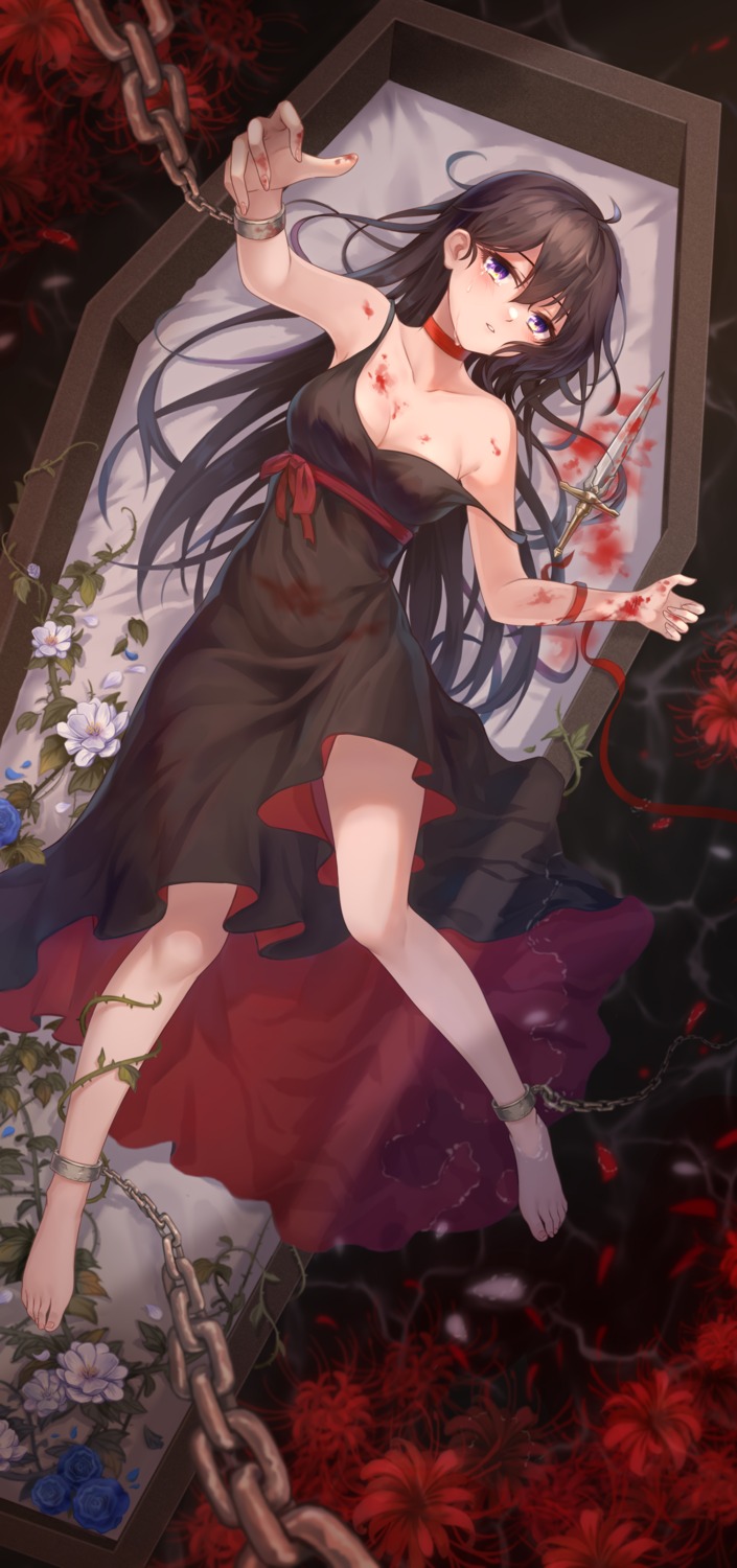 blood bondage dress no_bra skirt_lift yelan_xing_xuan