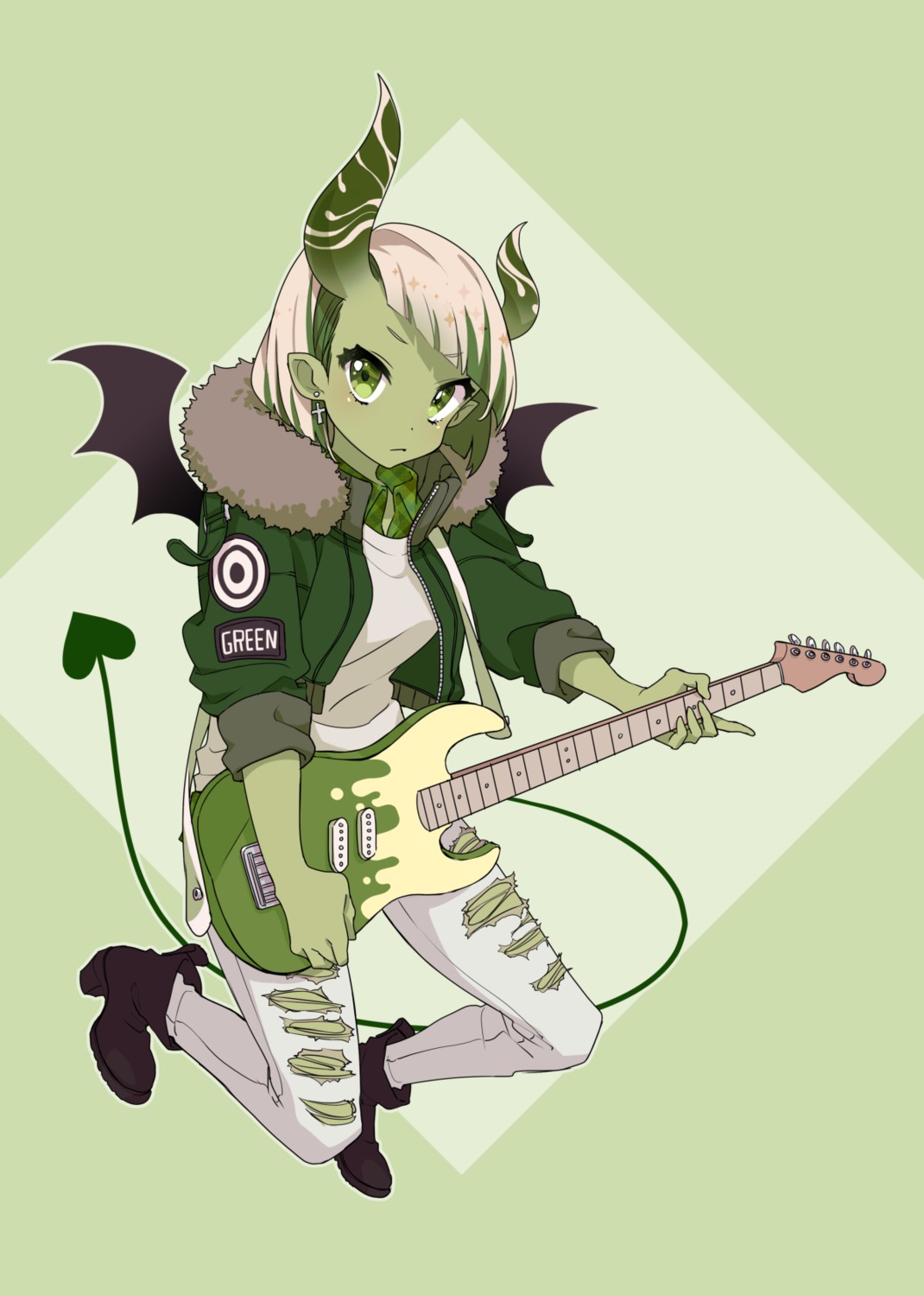 guitar heels horns pointy_ears tail torn_clothes westxost_(68monkey) wings