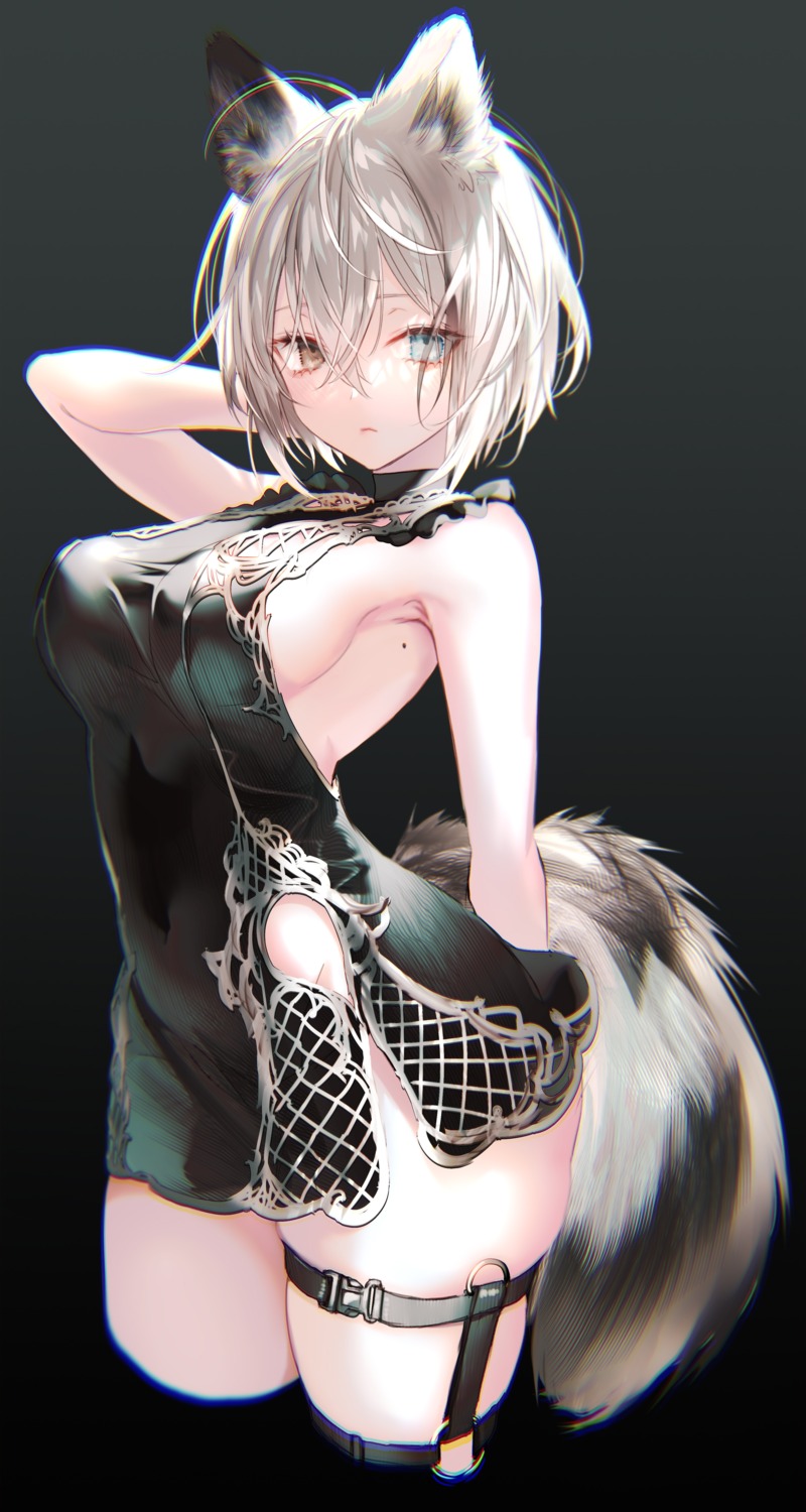 animal_ears dress garter no_bra nopan pottsness stockings tail thighhighs