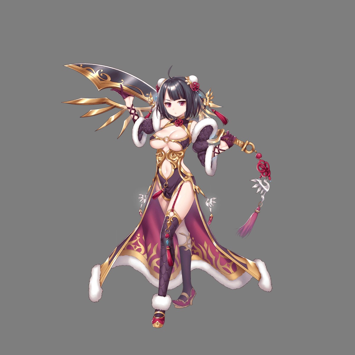 armor asian_clothes heels hoshi_no_girls_odyssey no_bra stockings sword thighhighs transparent_png