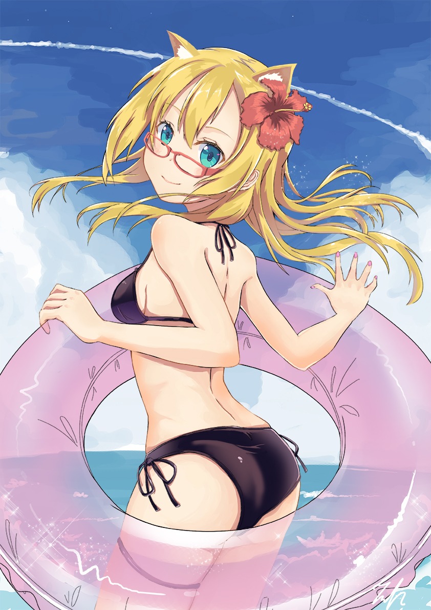 animal_ears ass bikini jacob_dream_world megane swimsuits