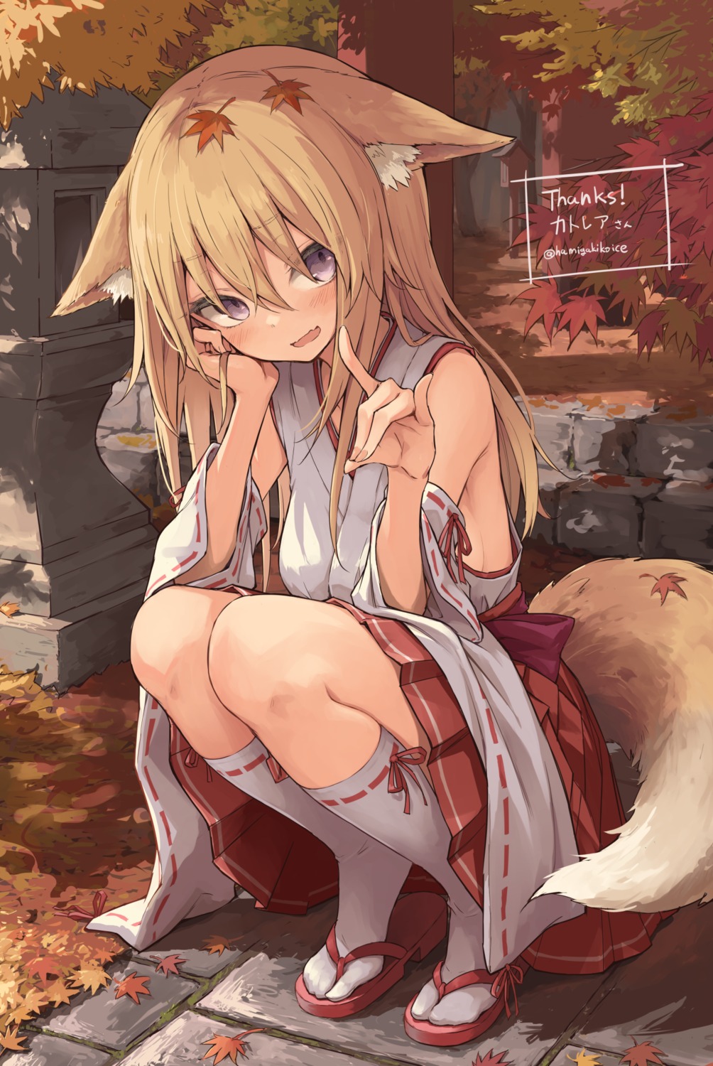 animal_ears hamigakikoice kitsune miko tail