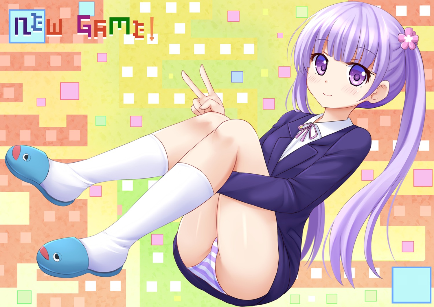 business_suit kazenokaze new_game! pantsu shimapan suzukaze_aoba