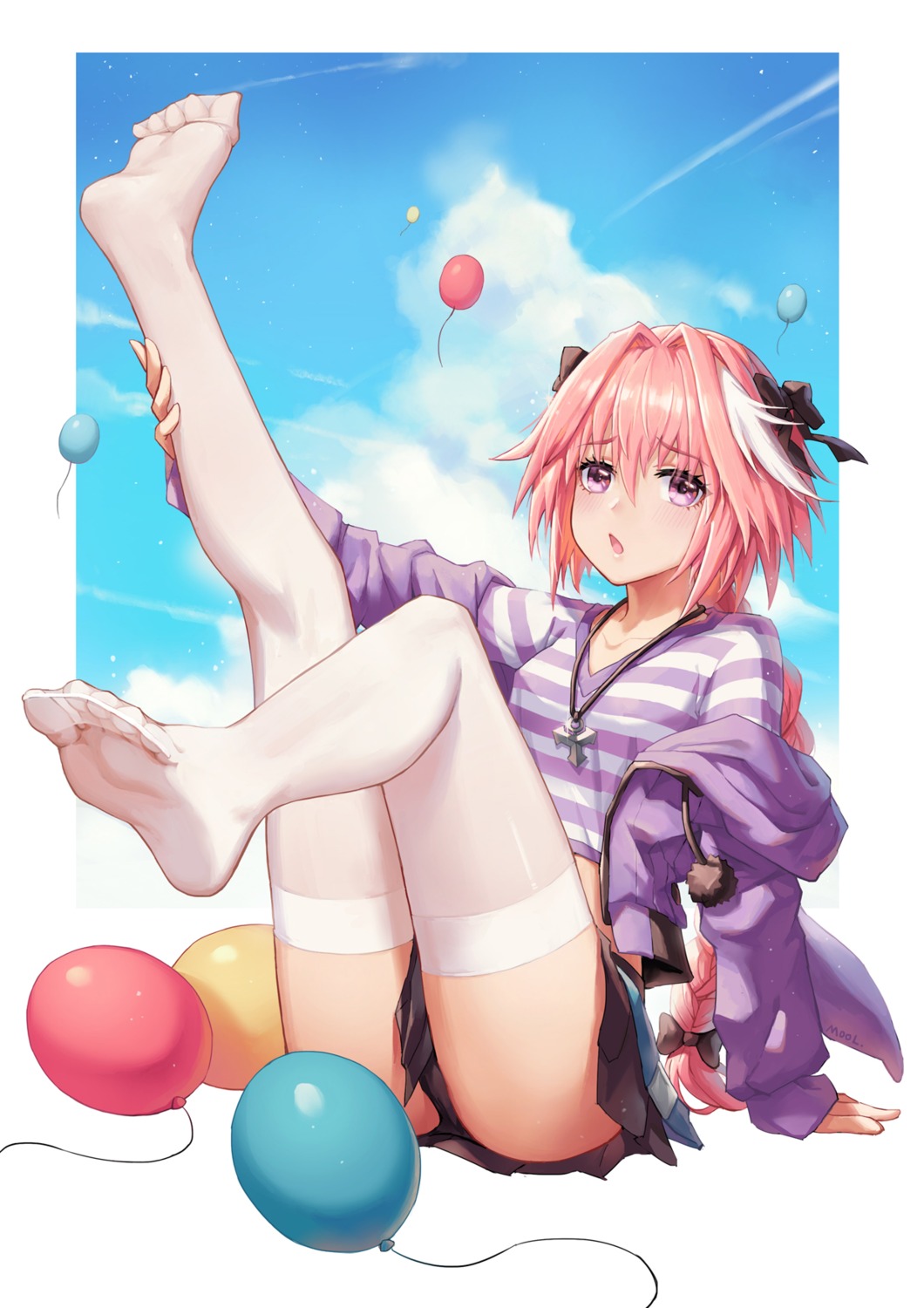 mool yueguang fate/grand order astolfo (fate) feet pantsu thighhighs trap |  #533501 | yande.re