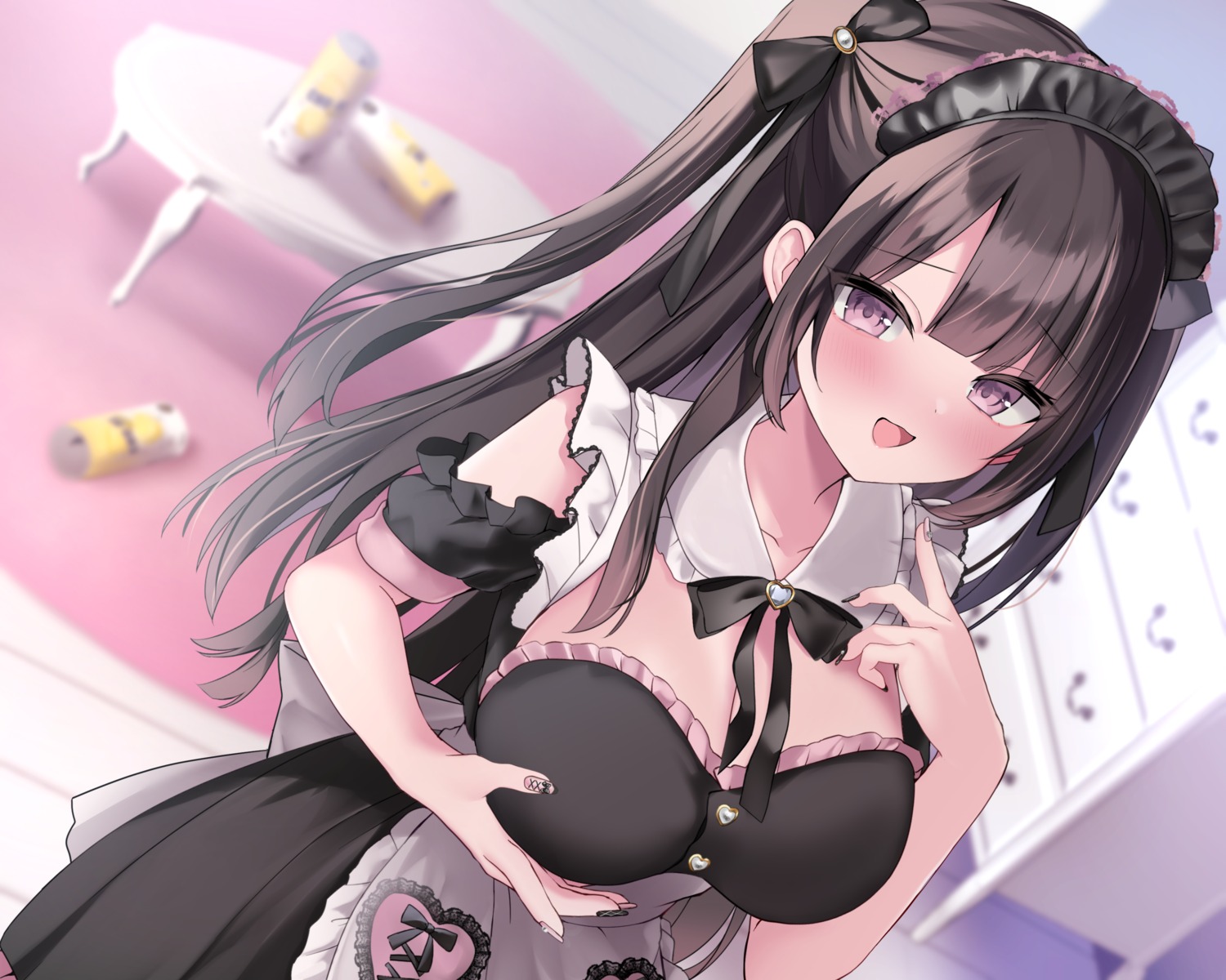 breast_hold maid no_bra yuimisu