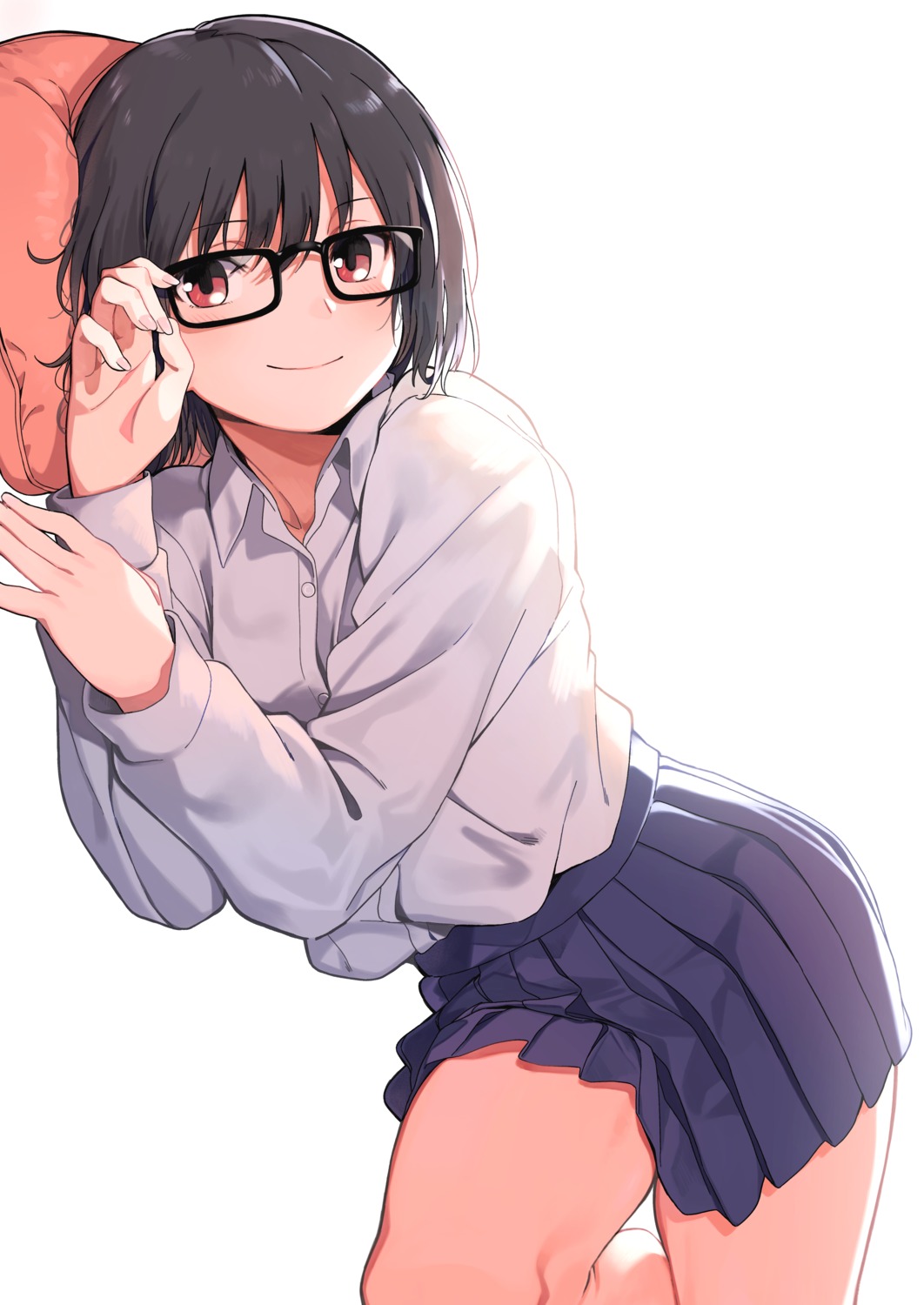 amu_(258shin) megane seifuku skirt_lift