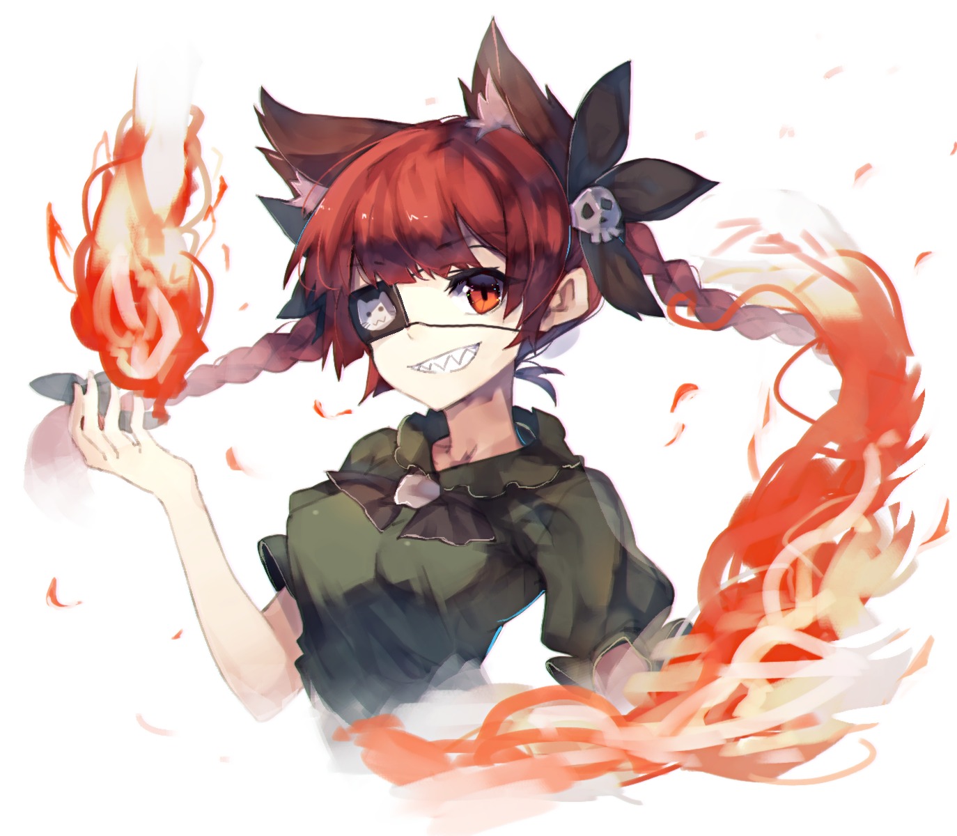 animal_ears bei_mochi eyepatch kaenbyou_rin touhou