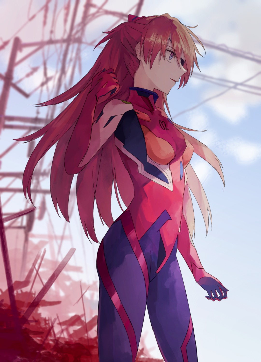 bodysuit eyepatch neon_genesis_evangelion souryuu_asuka_langley thkani