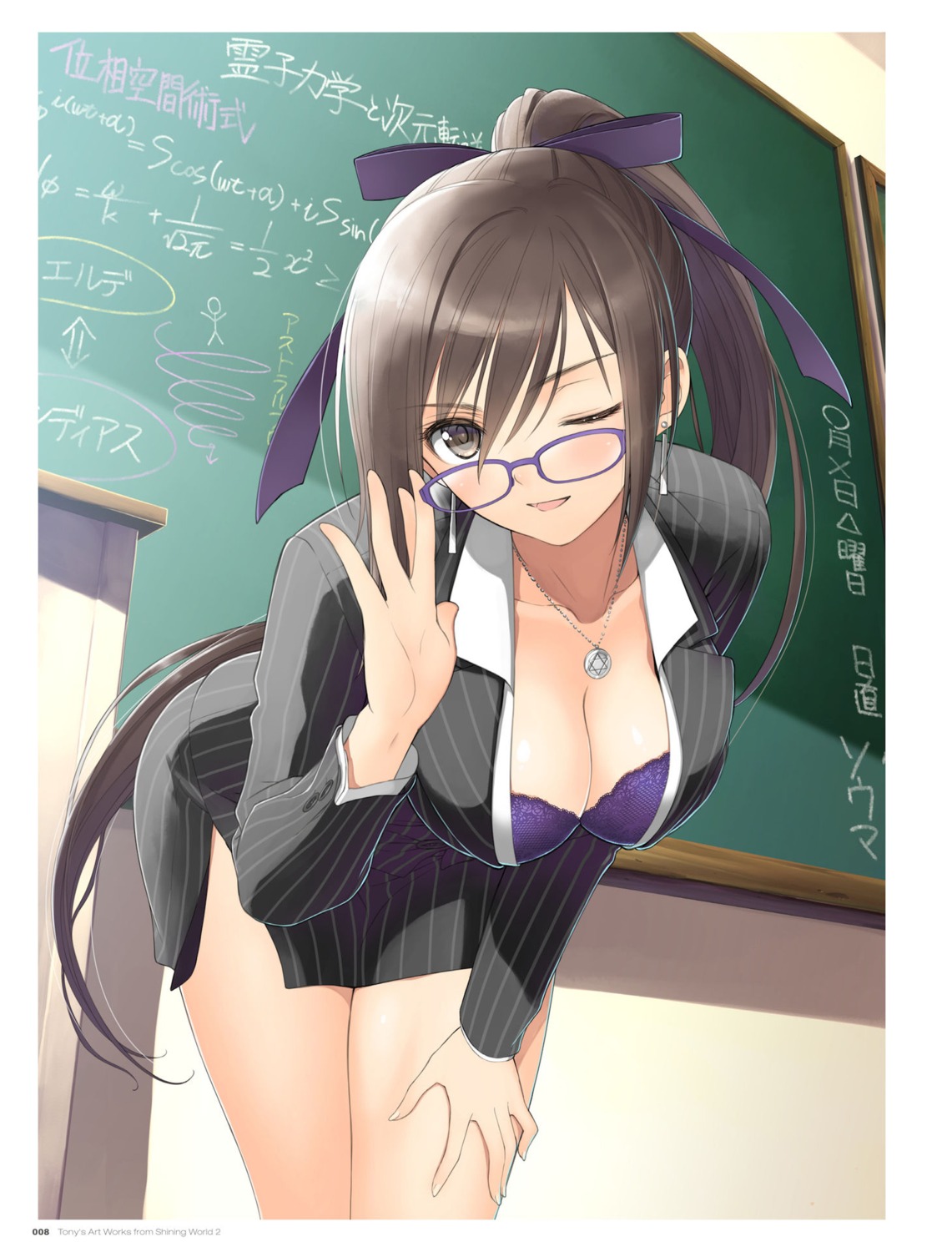 bra business_suit cleavage digital_version maxima_enfield megane open_shirt shining_hearts shining_world tony_taka