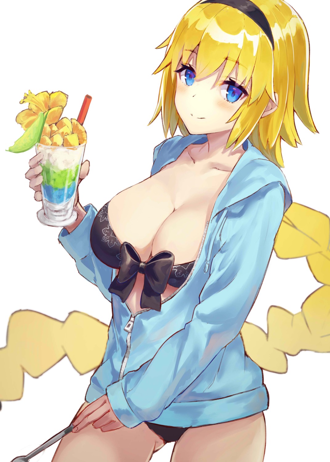 bikini cleavage fate/grand_order gatling033 jeanne_d'arc jeanne_d'arc_(fate) open_shirt swimsuits