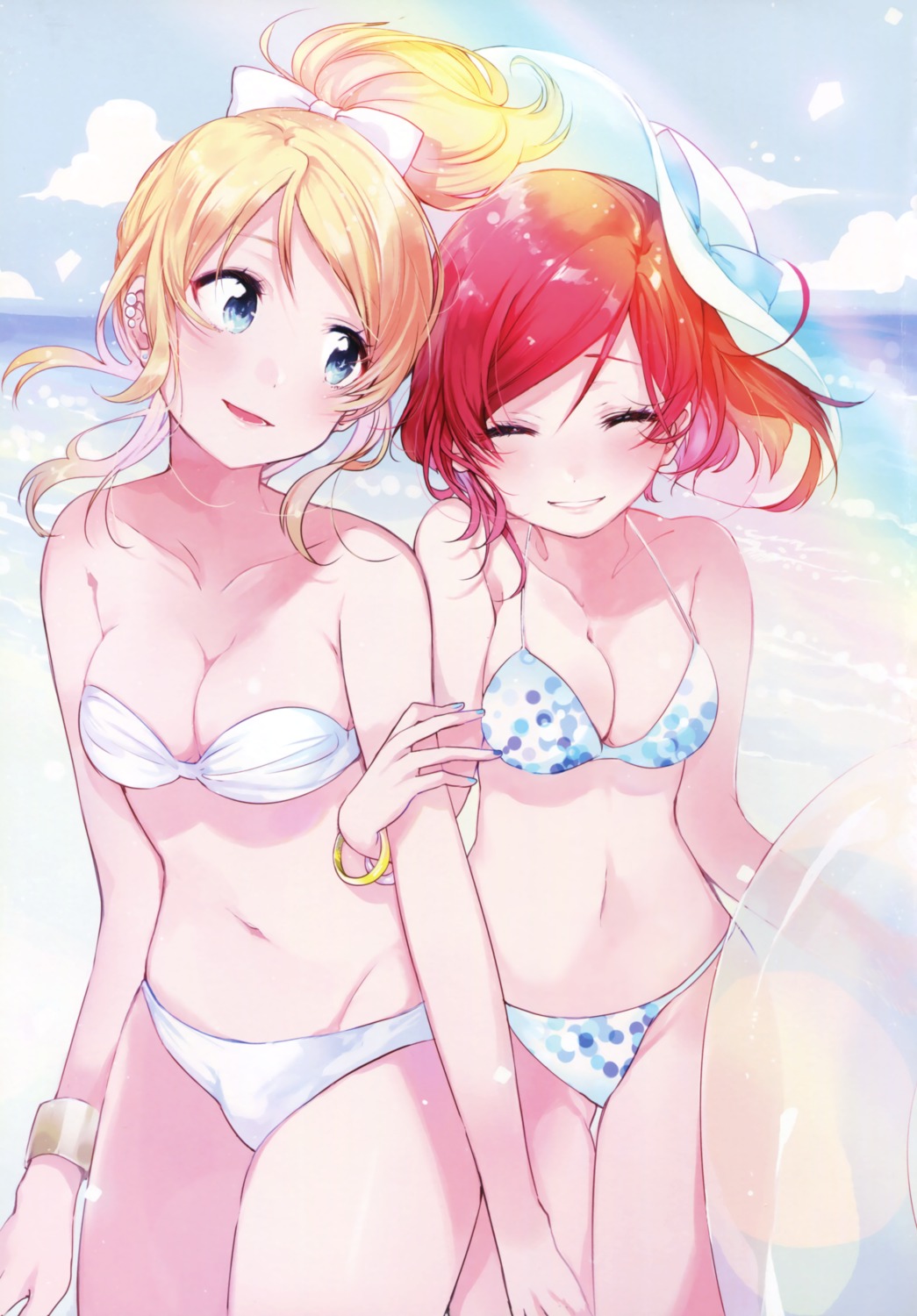 ayase_eli bikini cleavage fly love_live! nishikino_maki swimsuits