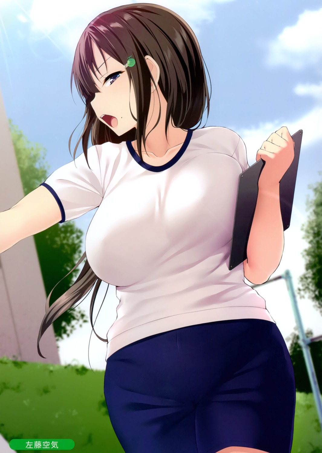 breast_hold gym_uniform satou_kuuki