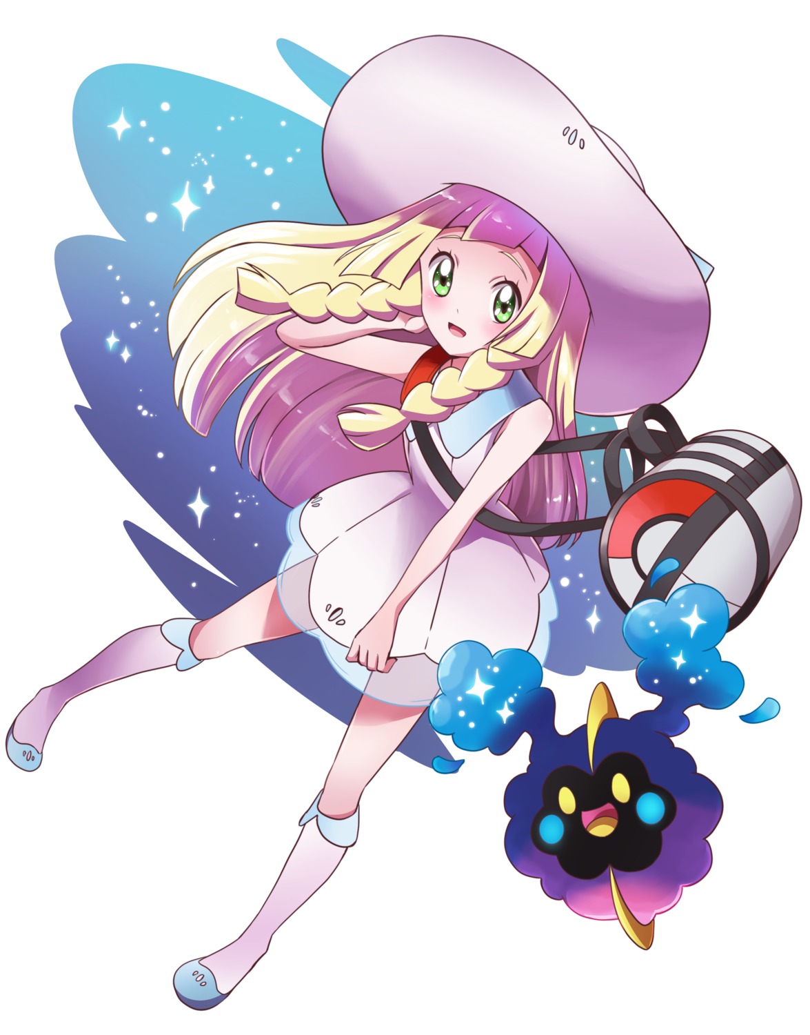 cosmog dress lillie_(pokemon) pokemon pokemon_sm pokemon_usum see_through sharumon