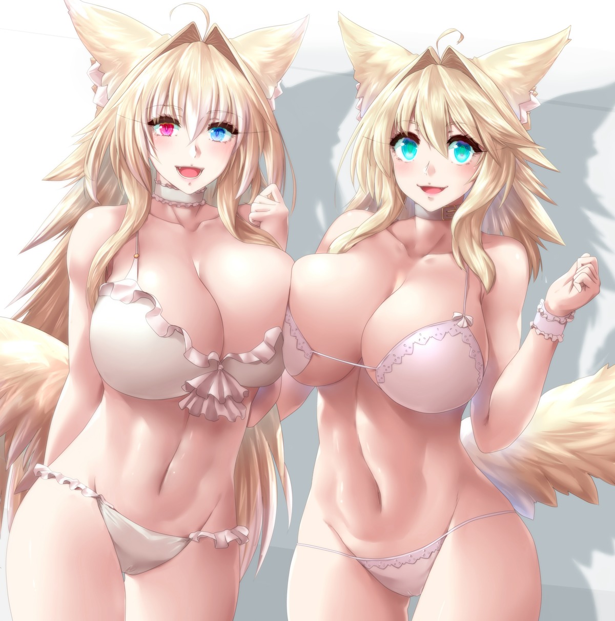 animal_ears bikini cameltoe heterochromia minarai_tenna narulala swimsuits tail