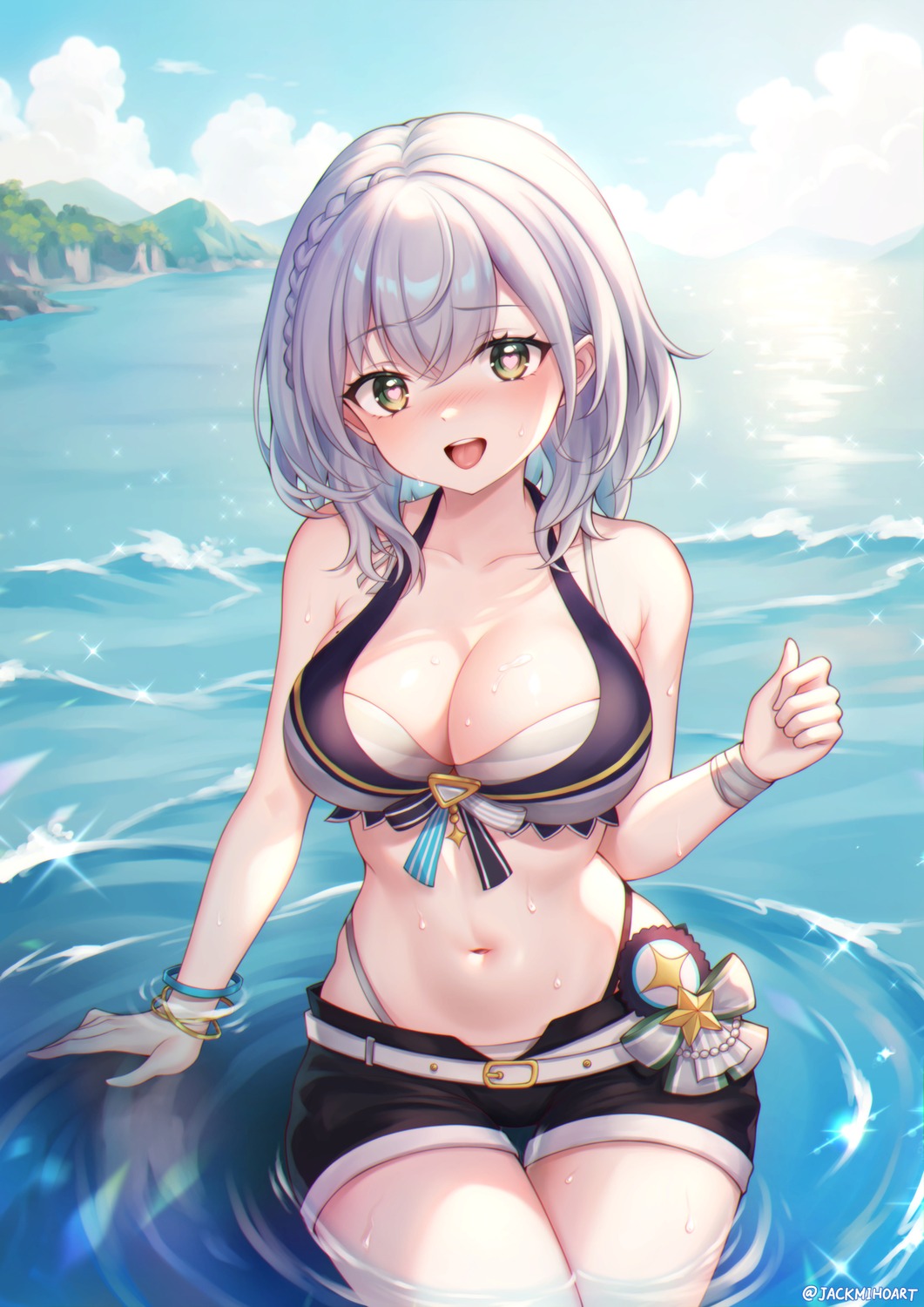 bikini hololive jackmiho shirogane_noel swimsuits wet