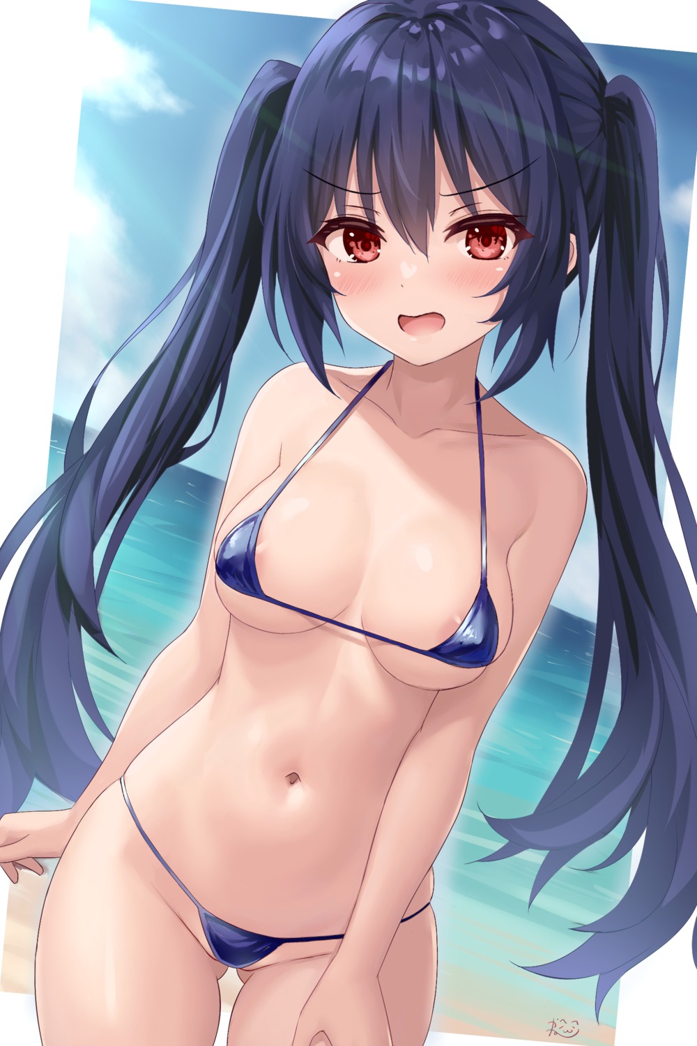 areola bikini choujigen_game_neptune erect_nipples kazuneko noire swimsuits thong