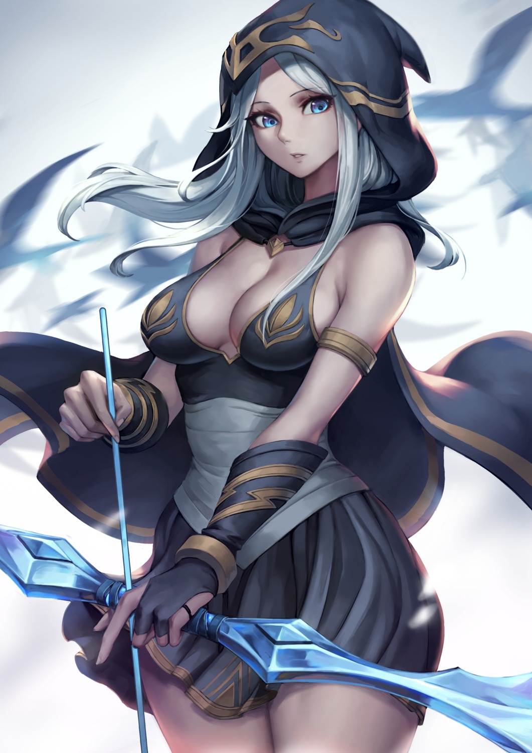 ashe cleavage dress league_of_legends oopartz_yang weapon