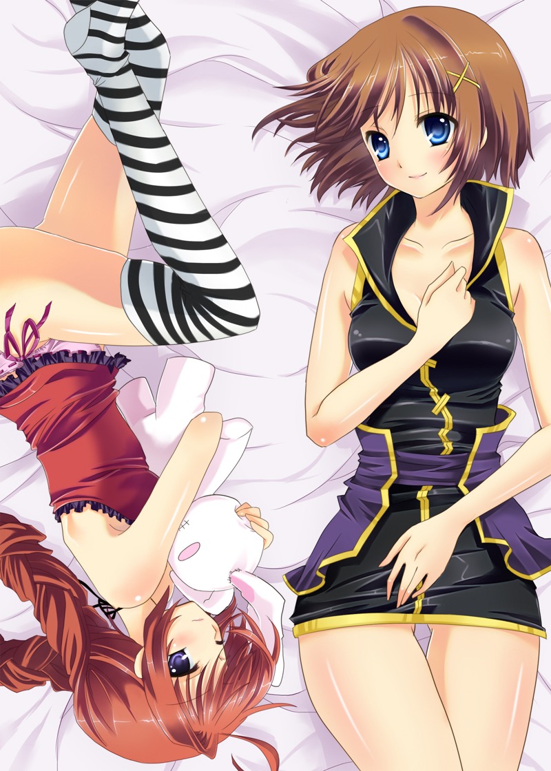 mahou_shoujo_lyrical_nanoha mahou_shoujo_lyrical_nanoha_strikers pantsu shizuka-choco string_panties thighhighs vita yagami_hayate