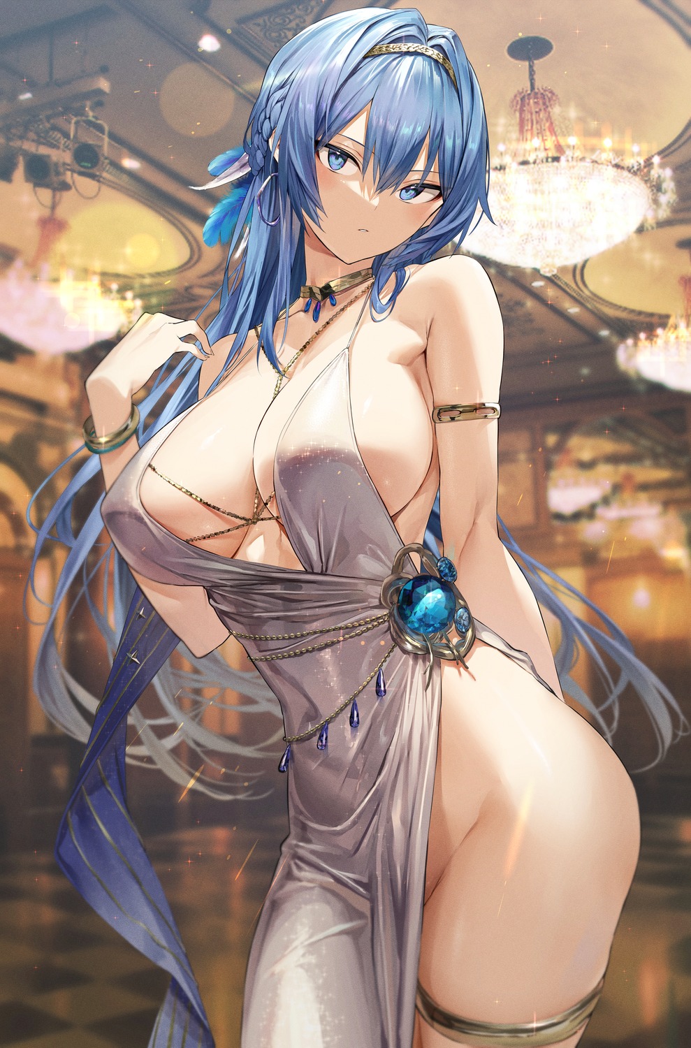 dress erect_nipples garter goddess_of_victory:_nikke helm hiiragi_yuuichi no_bra nopan