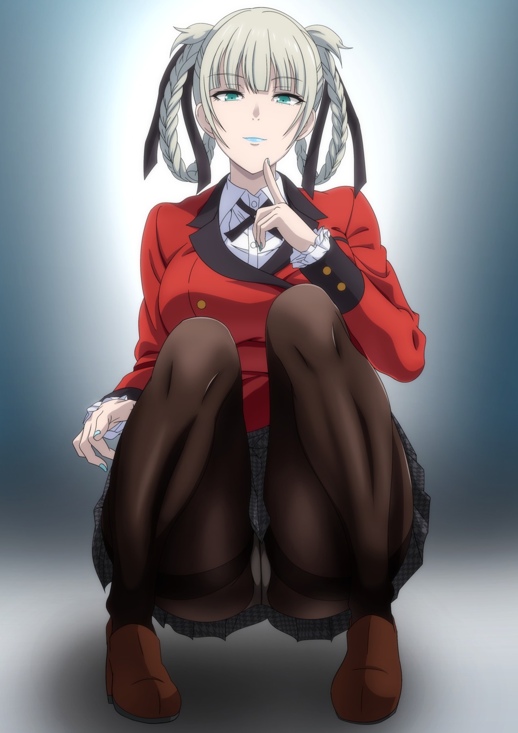 kakegurui makiri_akira momobami_kirari_(kakegurui) pantsu pantyhose seifuku skirt_lift