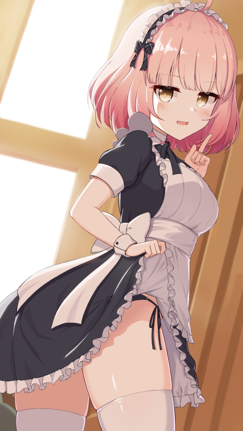 cp00 kazama_chieru maid pantsu princess_connect princess_connect!_re:dive skirt_lift string_panties thighhighs