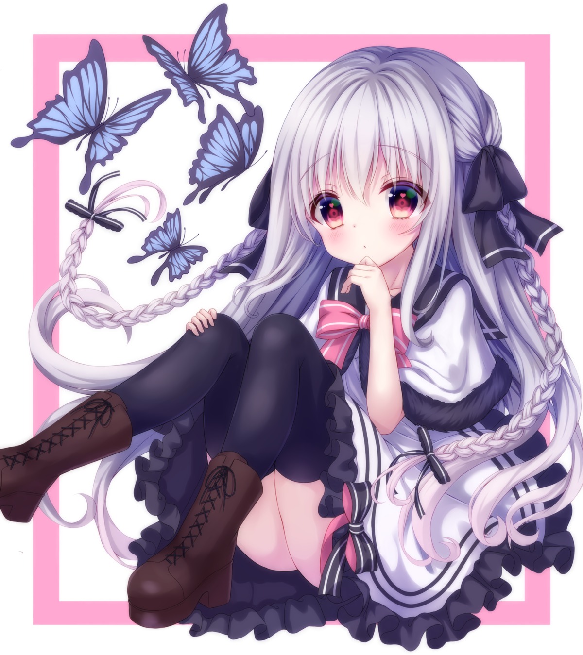 dress heels siratomomizi skirt_lift thighhighs