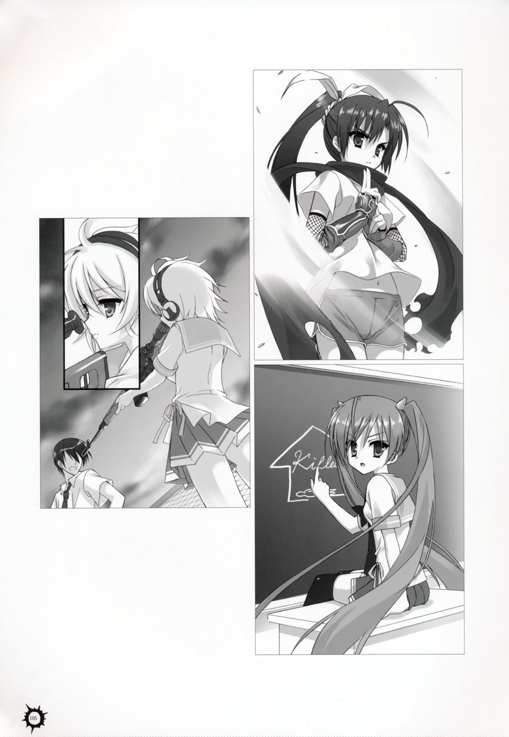 fuuma_hina hidan_no_aria kanzaki_h._aria kobuichi monochrome ninja seifuku tooyama_kinji yada_reki