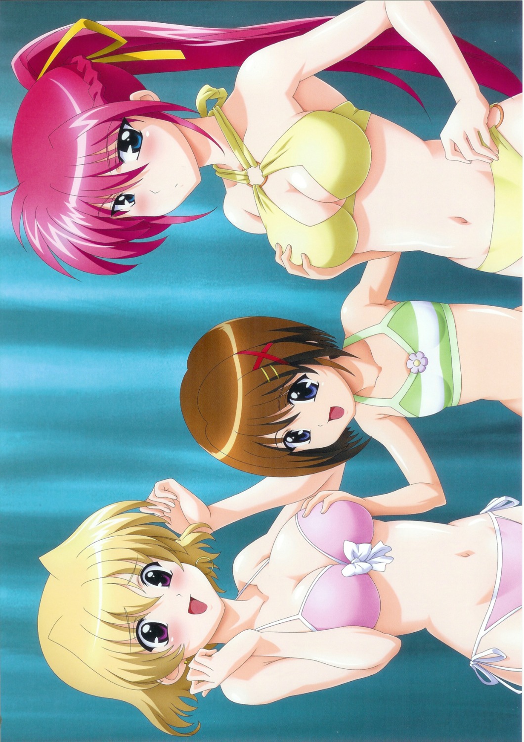 bikini breast_grab cleavage mahou_shoujo_lyrical_nanoha mahou_shoujo_lyrical_nanoha_a's screening shamal signum swimsuits yagami_hayate