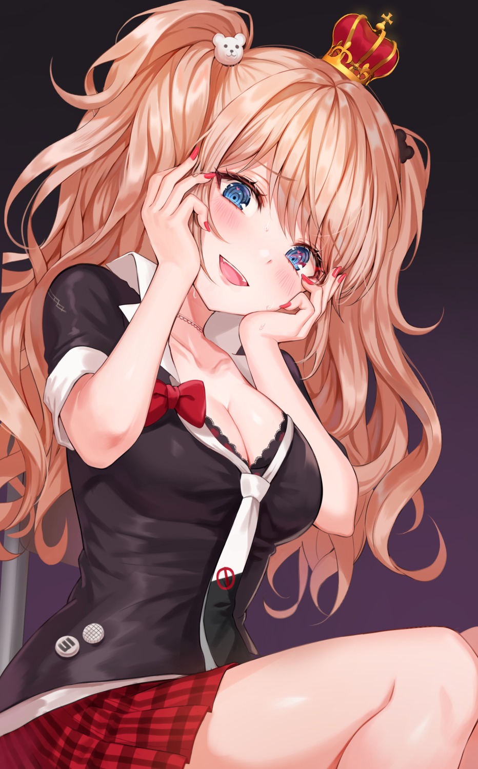 bra cleavage dangan-ronpa enoshima_junko open_shirt seifuku tokkyu