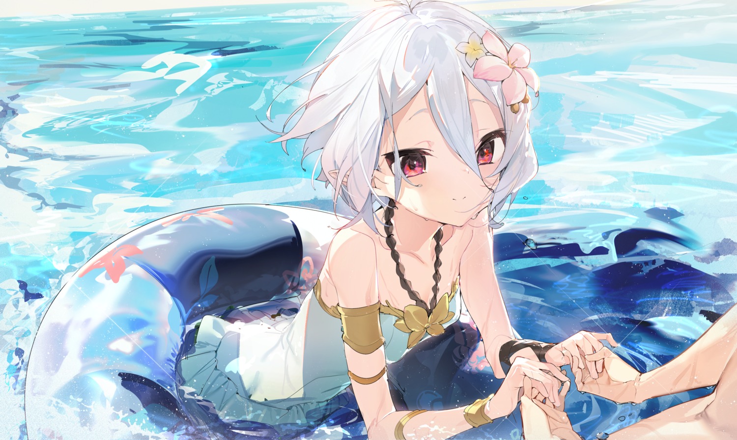 aida_(chinhung0612) cleavage kokkoro pointy_ears princess_connect princess_connect!_re:dive swimsuits wet