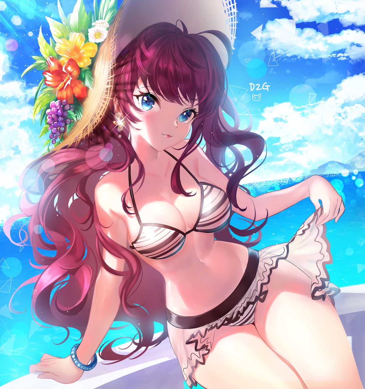 bikini cleavage ichinose_shiki pass35 skirt_lift swimsuits the_idolm@ster the_idolm@ster_cinderella_girls