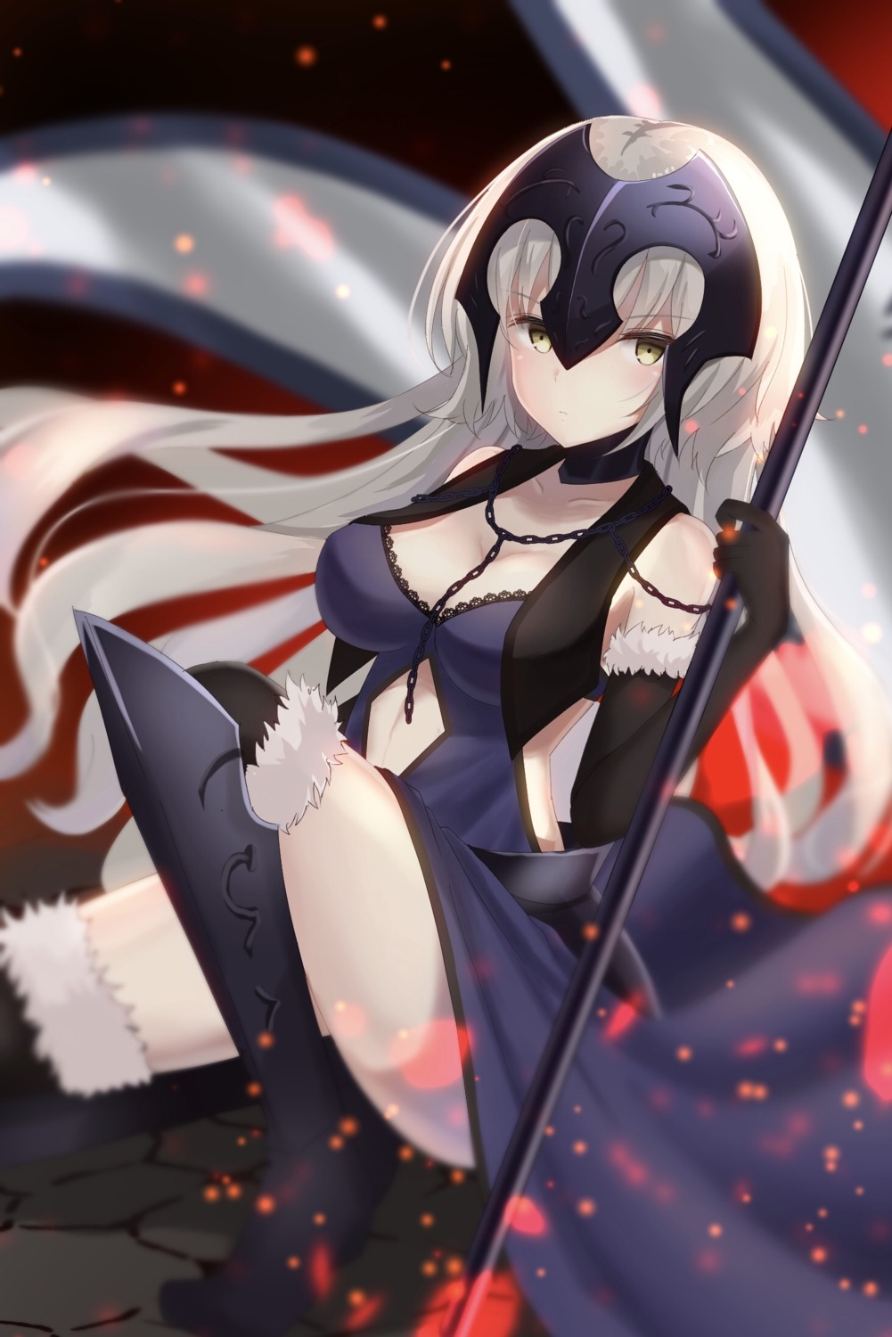 armor cleavage dress fate/grand_order heels jeanne_d'arc jeanne_d'arc_(alter)_(fate) kichi thighhighs