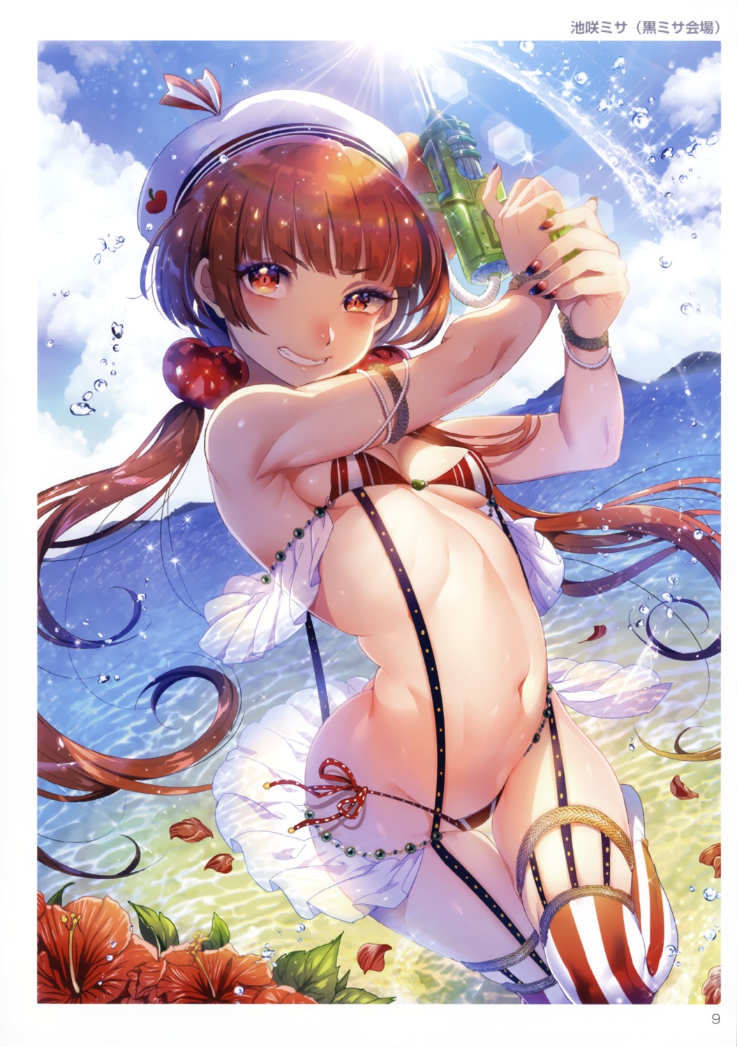 bikini cleavage gun ikezaki_misa see_through stockings swimsuits thighhighs toranoana