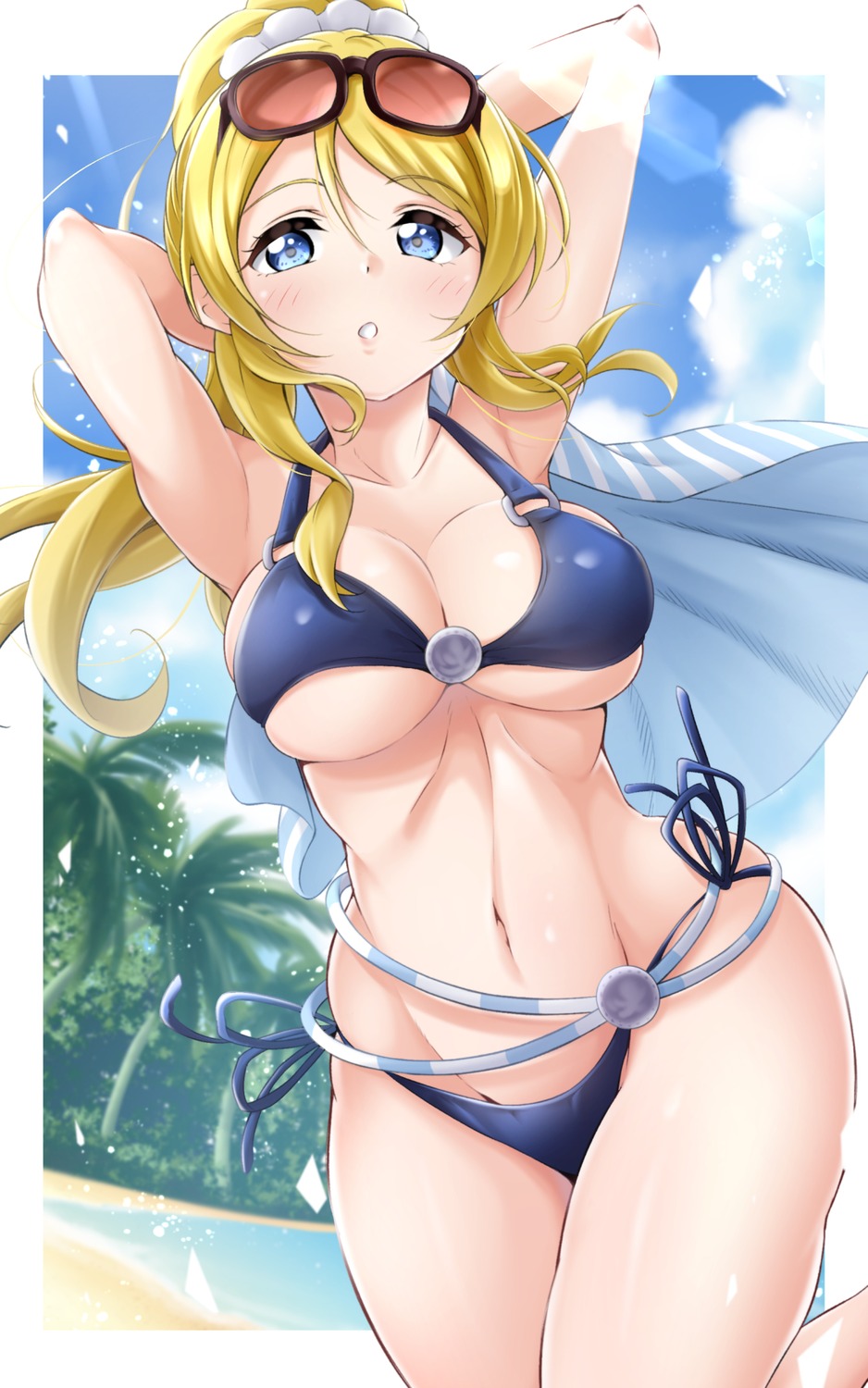 ayase_eli bikini kirisaki_reina love_live! megane swimsuits