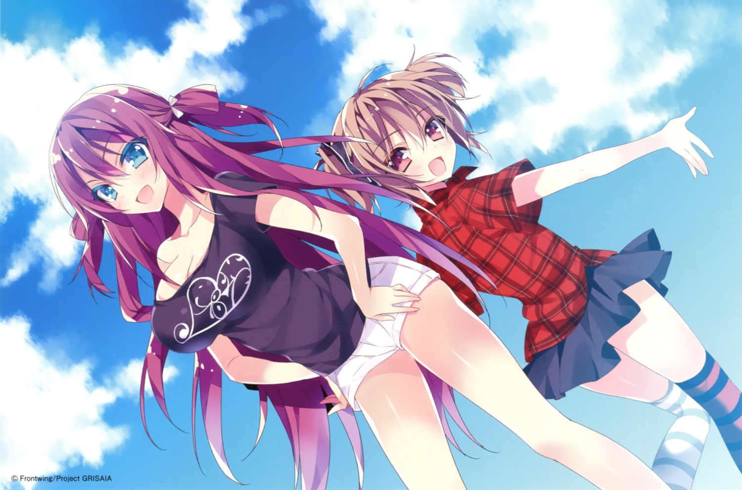 anapom cleavage endcard grisaia grisaia_no_kajitsu irisu_makina suou_amane thighhighs