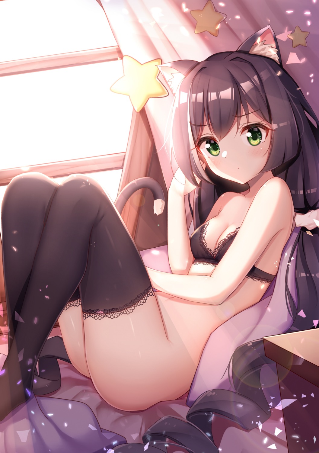 animal_ears bottomless bra karyl_(princess_connect) kiku_(ks5832) nekomimi princess_connect princess_connect!_re:dive tail thighhighs