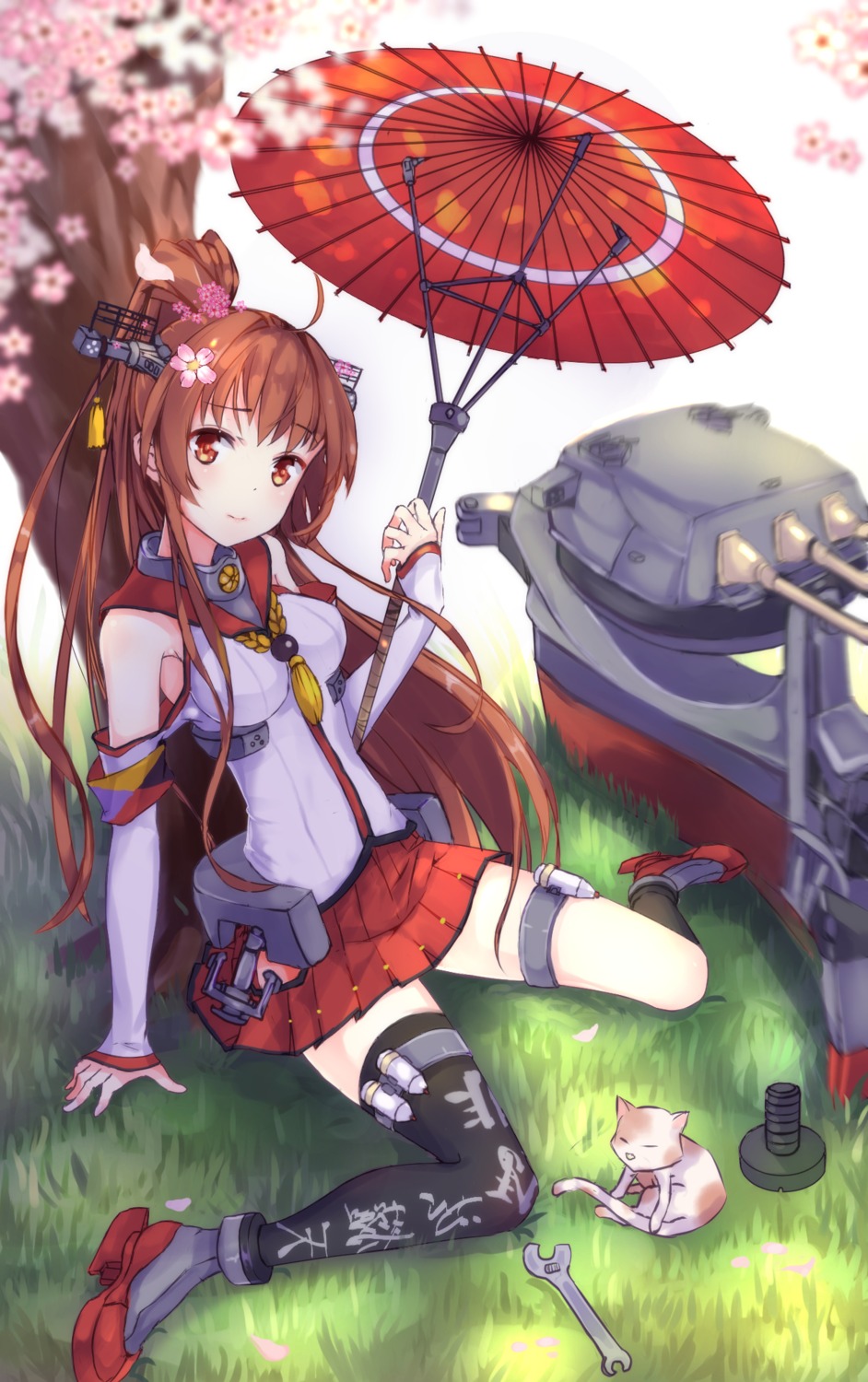 heels kantai_collection neko thighhighs umbrella yamato_(kancolle) z_shichao