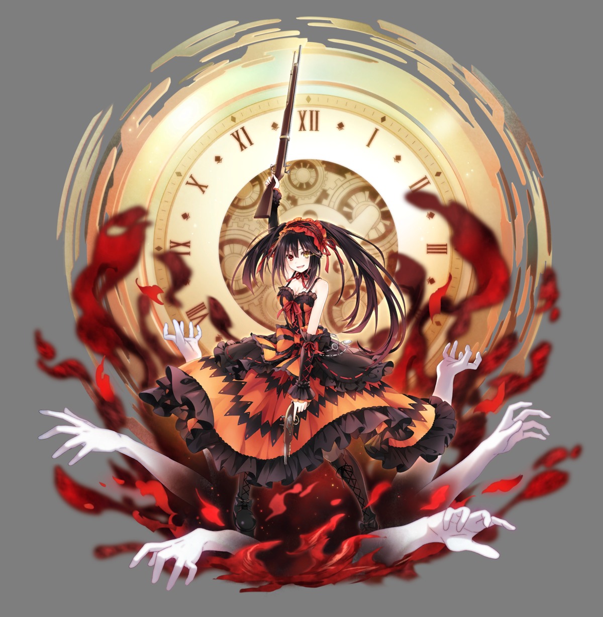 cleavage date_a_live gothic_lolita gun heterochromia lolita_fashion tokisaki_kurumi transparent_png