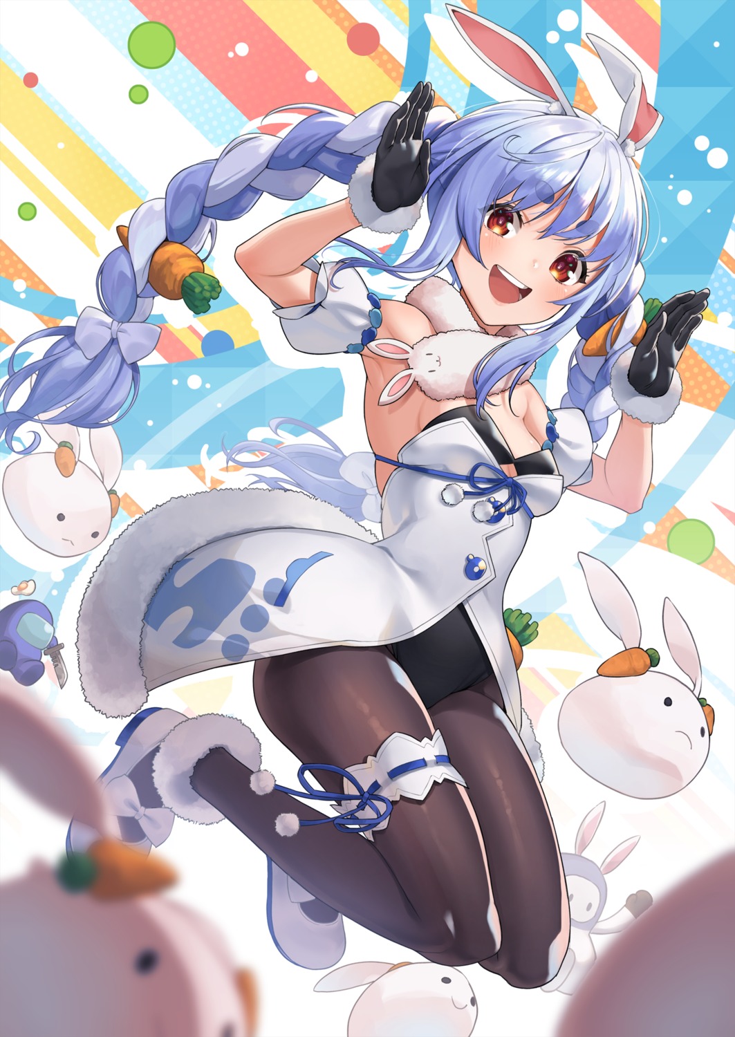 animal_ears bra bunny_ears bunny_girl garter hololive kabu_(niniko2ko) pantyhose usada_pekora