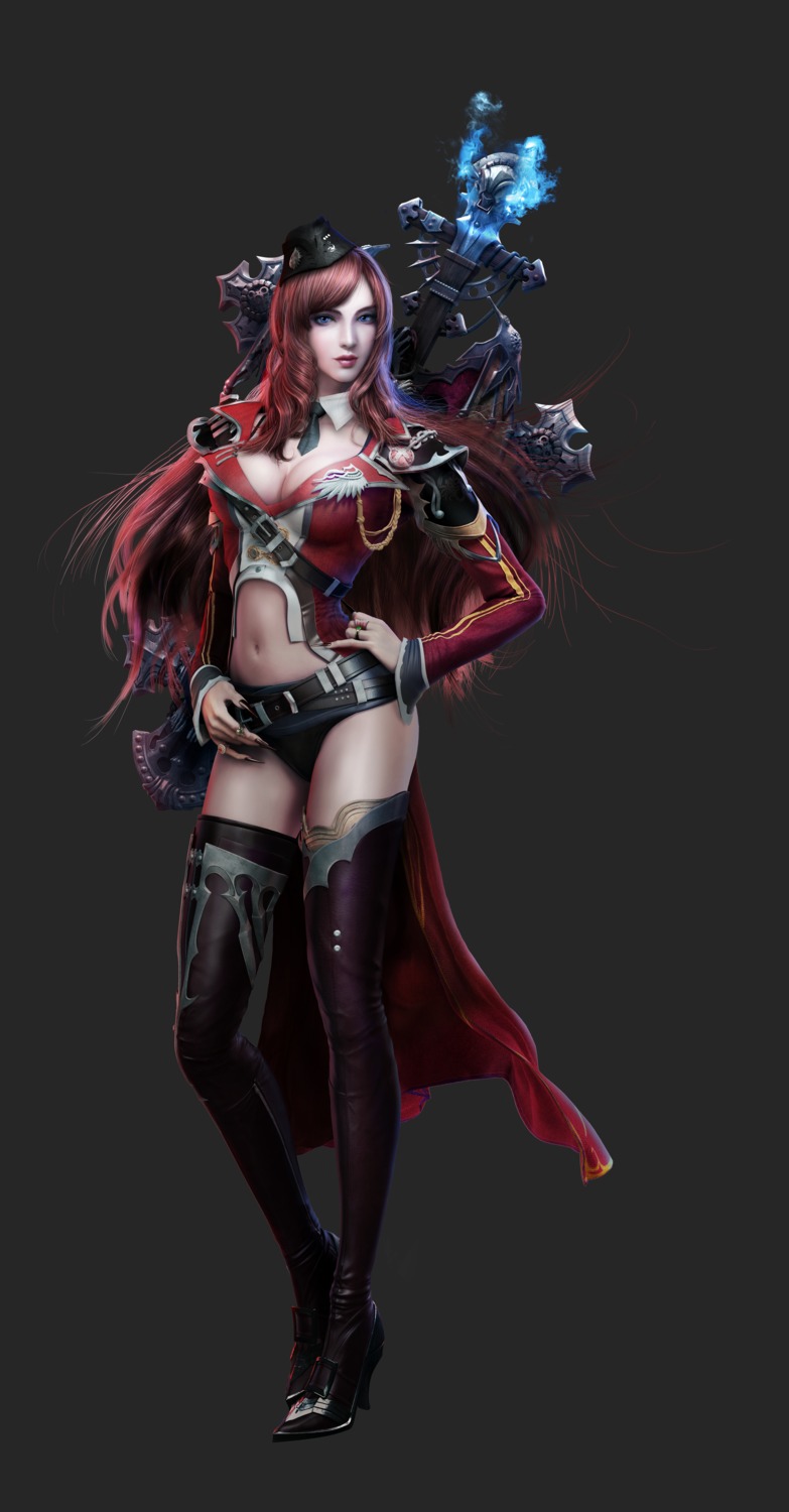 cg cleavage forsaken_world heels thighhighs