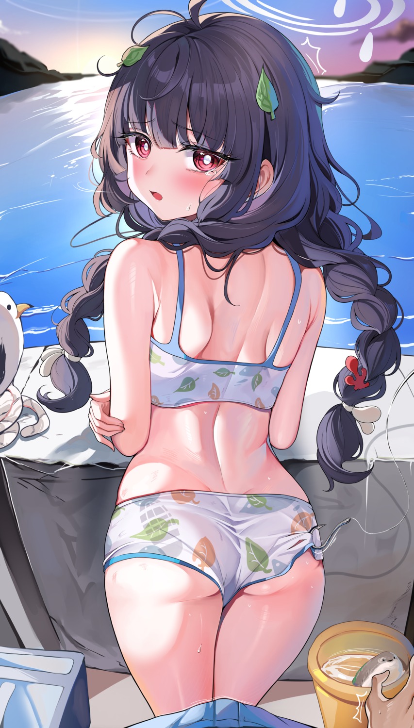 ass bikini blue_archive halo kasumizawa_miyu loli sak see_through swimsuits thong torn_clothes wardrobe_malfunction