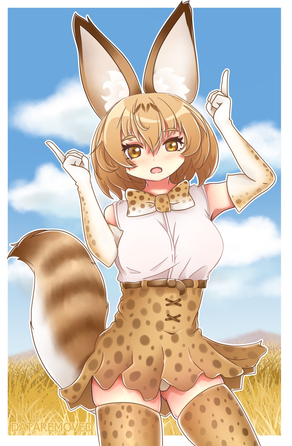 animal_ears dataremoved kemono_friends pantsu serval skirt_lift tail thighhighs