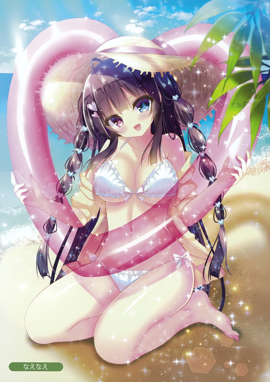 bikini cleavage heterochromia nae-nae open_shirt swimsuits underboob