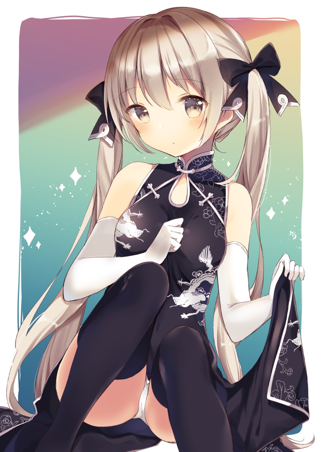 chinadress kasugano_sora pantsu shiino_sera skirt_lift thighhighs yosuga_no_sora