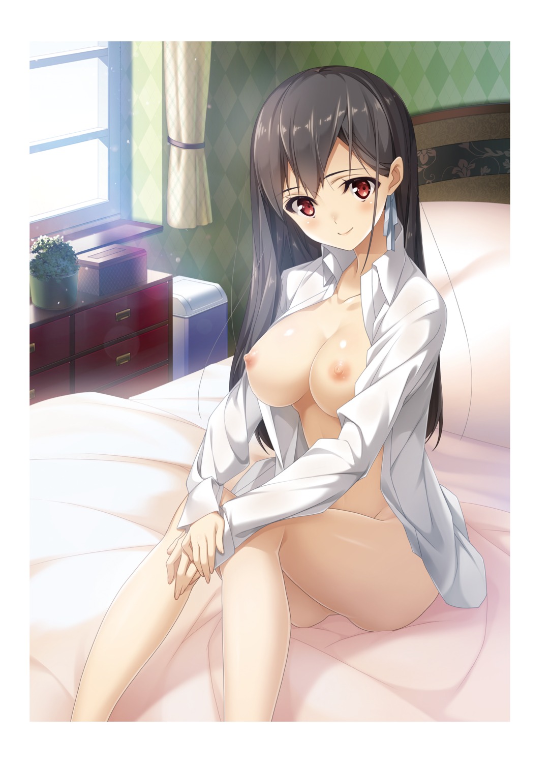 asakawa_shina breasts dress_shirt mint_cube ninki_seiyuu_no_tsukurikata nipples no_bra nopan open_shirt seno_itsumi