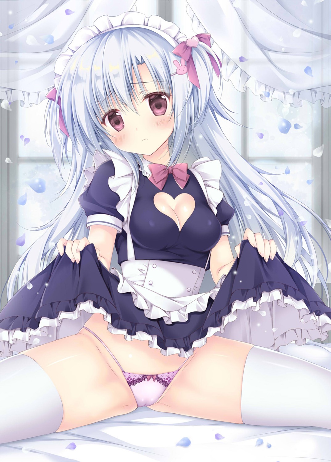 cameltoe cleavage korie_riko maid pantsu skirt_lift thighhighs