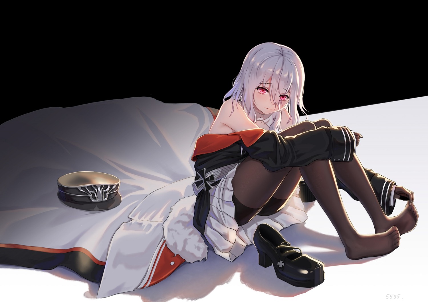 azur_lane graf_zeppelin_(azur_lane) open_shirt pantyhose uniform you_ni_ge_shaobing