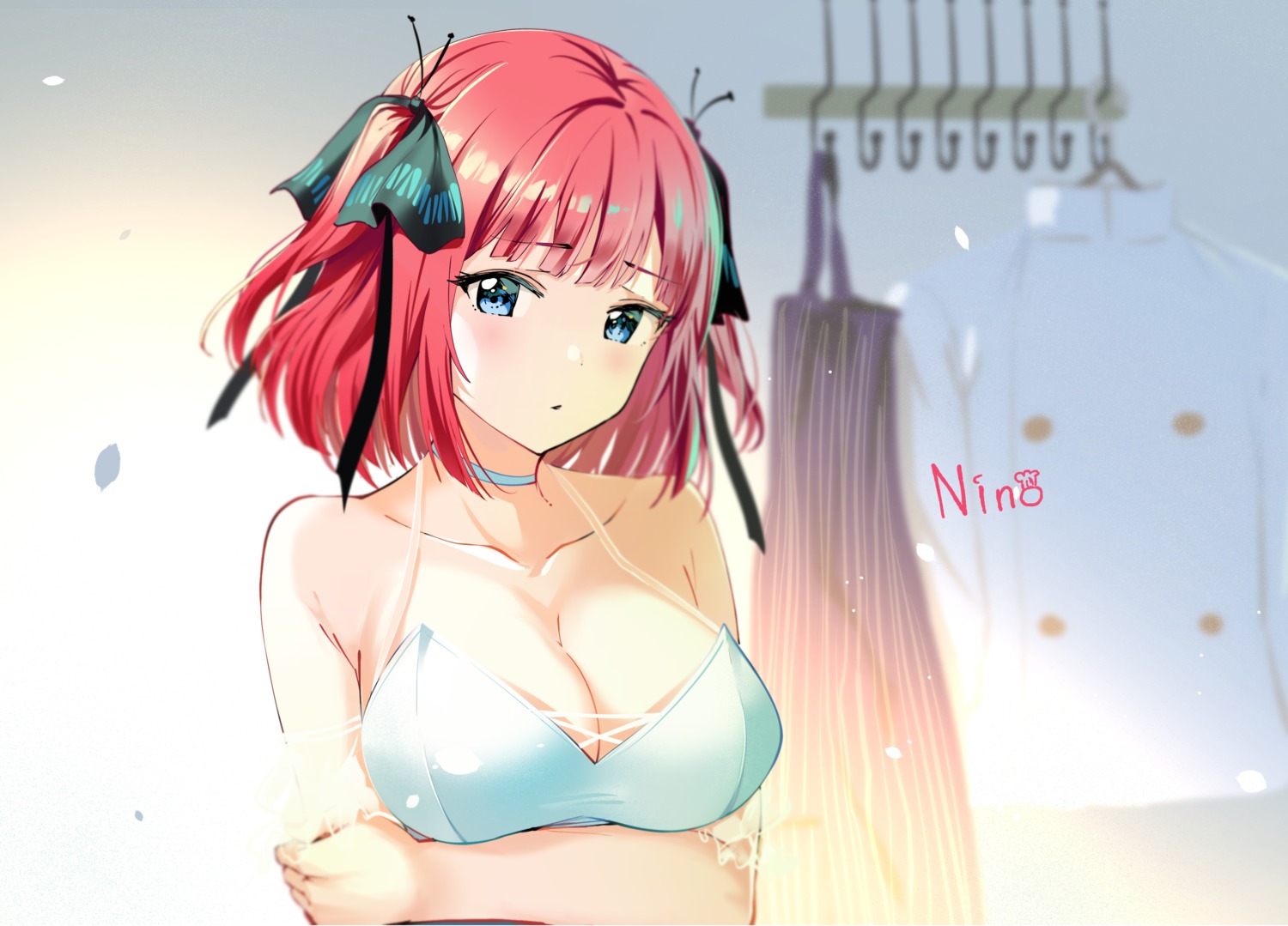 5-toubun_no_hanayome breast_hold cleavage dress nakano_nino nonbire summer_dress