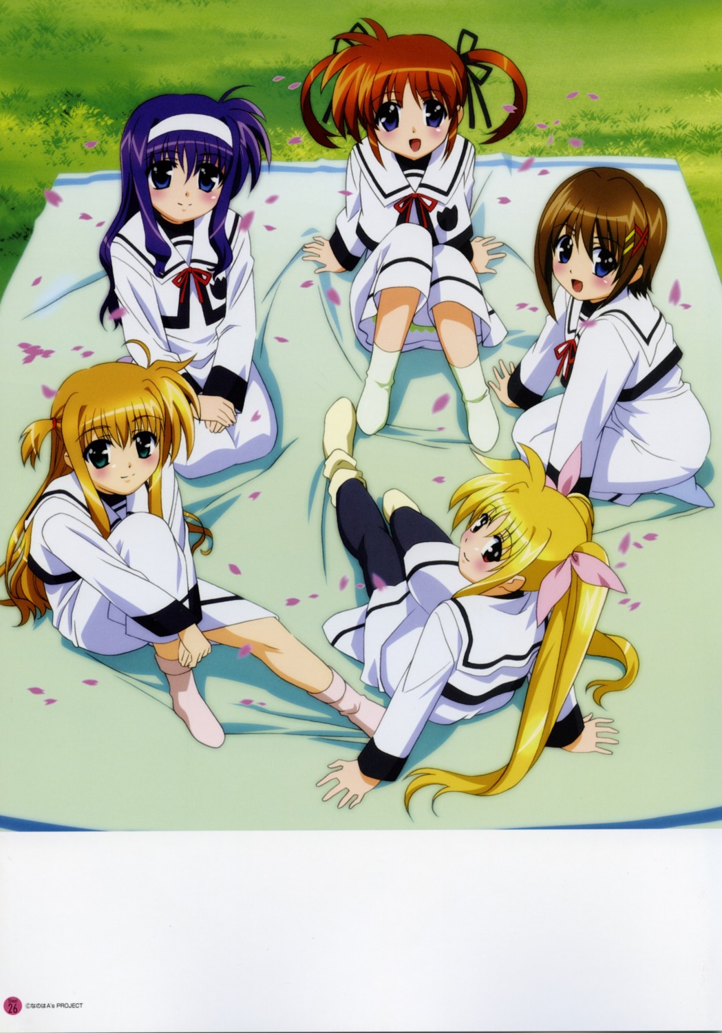 alisa_bannings fate_testarossa mahou_shoujo_lyrical_nanoha mahou_shoujo_lyrical_nanoha_a's okuda_yasuhiro pantyhose seifuku takamachi_nanoha tsukimura_suzuka yagami_hayate